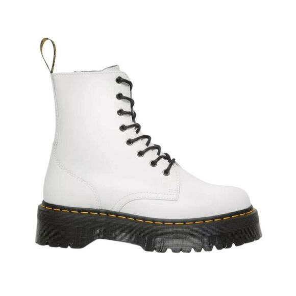 DR. MARTENS Jadon White Smooth Leather Combat Boot Size M9/W10 - Picture 1 of 13